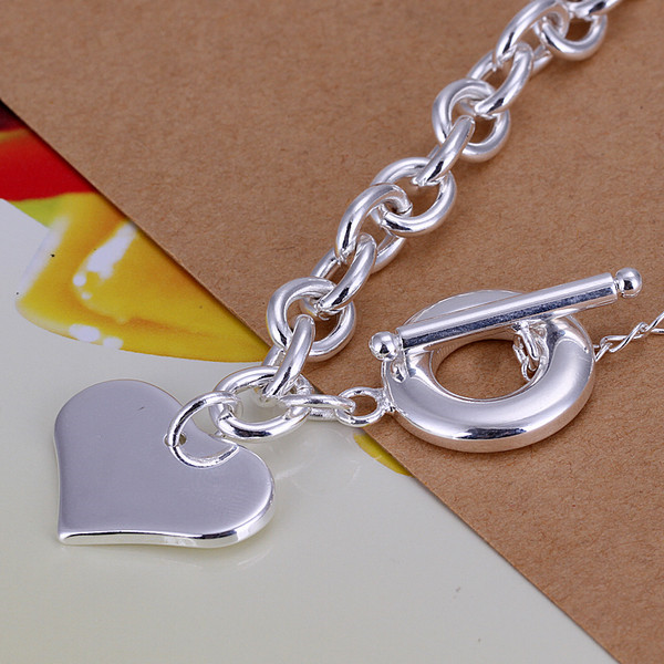 Hot sale best gift 925 silver Wan heart brand TO Bracelet DFMCH285, Brand new 925 sterling silver plated Chain link bracelets high grade