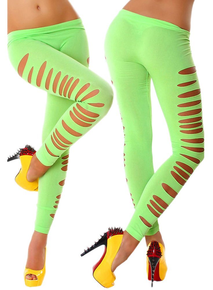 Hot Sale Candy Color Solid Color Hollow Out Club Pants Tight Stretchy Side Ripped Sexy Cutting-out Ankle Length Leggings Drop Ship Available
