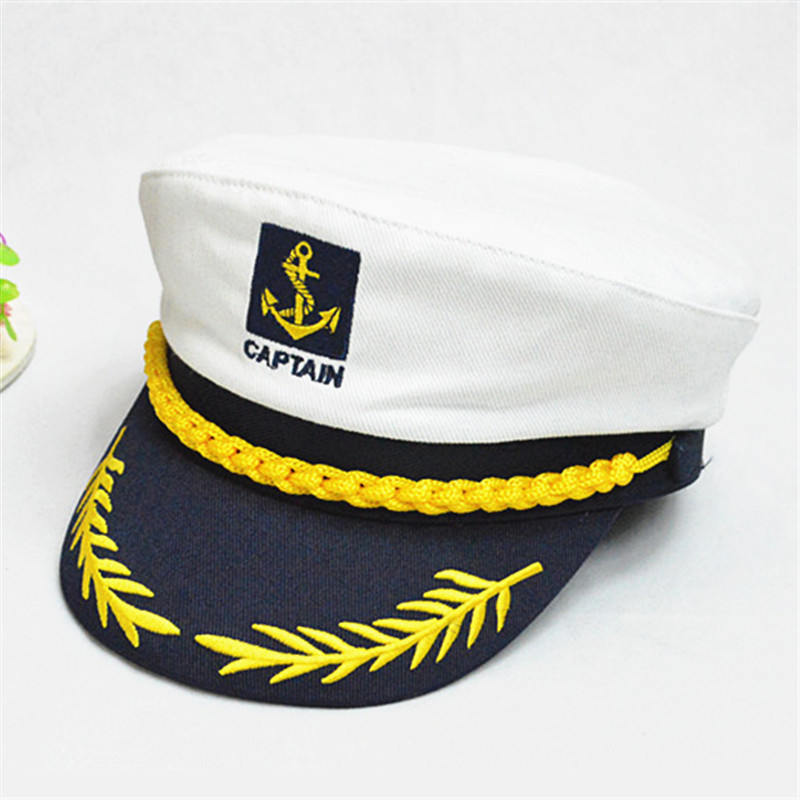 Wholesale-Brand New 2015 Vintage Brand New Korean Style Men Flat  Caps Uniform Captain Skipper Sailor Caps Hats Black White Red