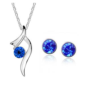 Hot Sale Fashion Silver Plated Crystal Pendants Necklace/Earrings Wedding Accessories Jewelry Sets For Women G450