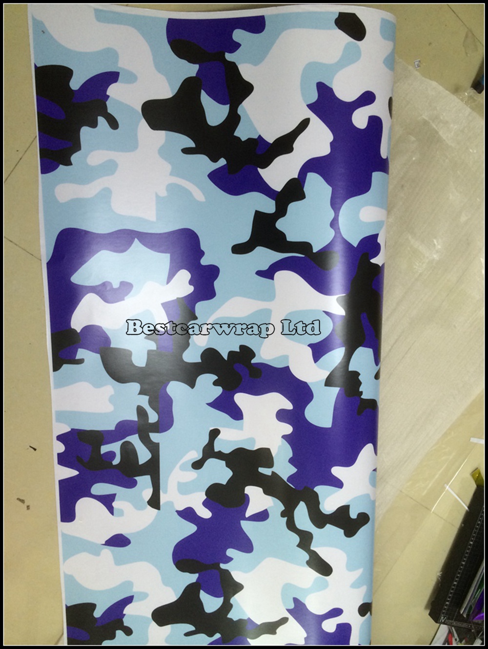 Blue/ white Black Camo Arctic Camouflage / Camo Vinyl Air-Drain. Car Wrap Sticker Size 1.52x30Meter/Roll