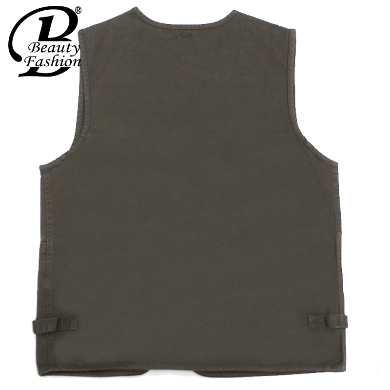 Fall-Free shipping Hot 2016 men's plus size jacket denim vest and outdoor casual multi-pocket Journalist and Photographer Waistcoat