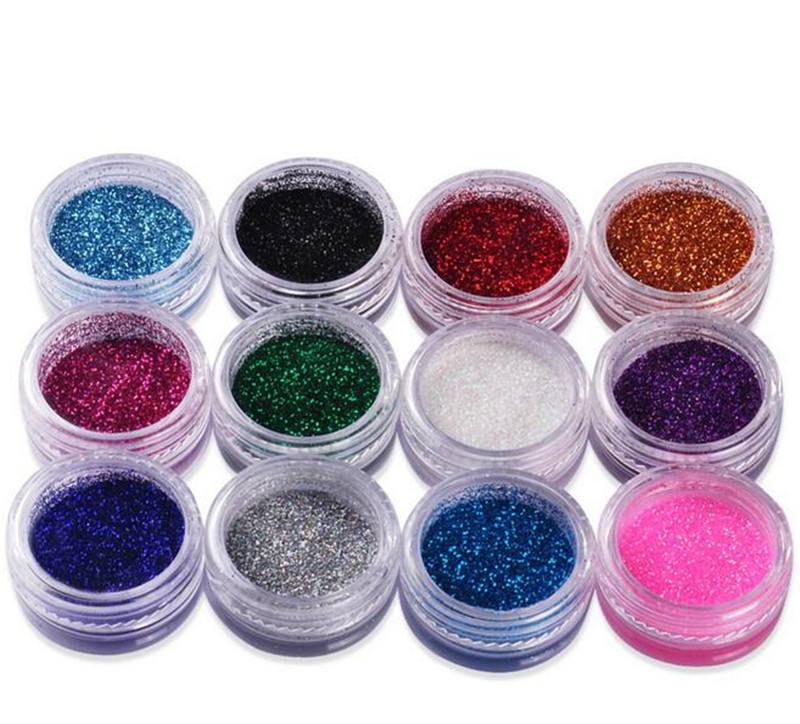 12 Colors 45 Colors Set Fine Dust Glitter Pot Nail Art Face Body Eye Shadow Iridescent Shiny Nail Art Glitters Nail Art Decorations Decoraciones De Un