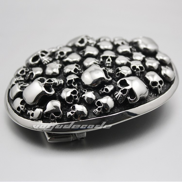 Huge Heavy 316L Stainless Steel Skulls Mens Biker Rocker Punk Belt Buckle P025