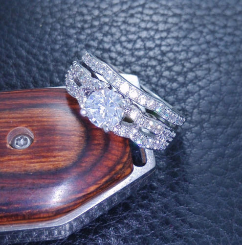 Luxury Size 6/7/8/9/10 High quality jewelry 10kt white gold filled simulated Diamond white topaz Wedding women Ring set mother's day gift