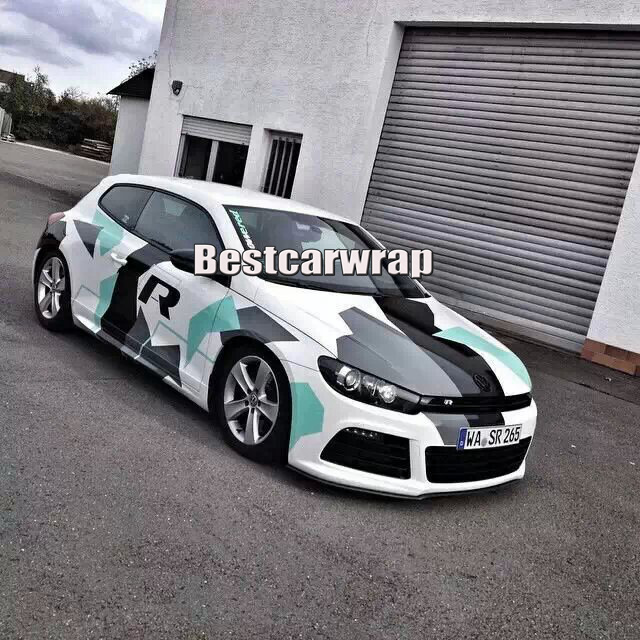 Pixel Camo Vinyl Car Wrap Film With Air Rlease DIY Arctic Snow Camouflage Car Sticker 1.52x30m/Roll 5x98ft