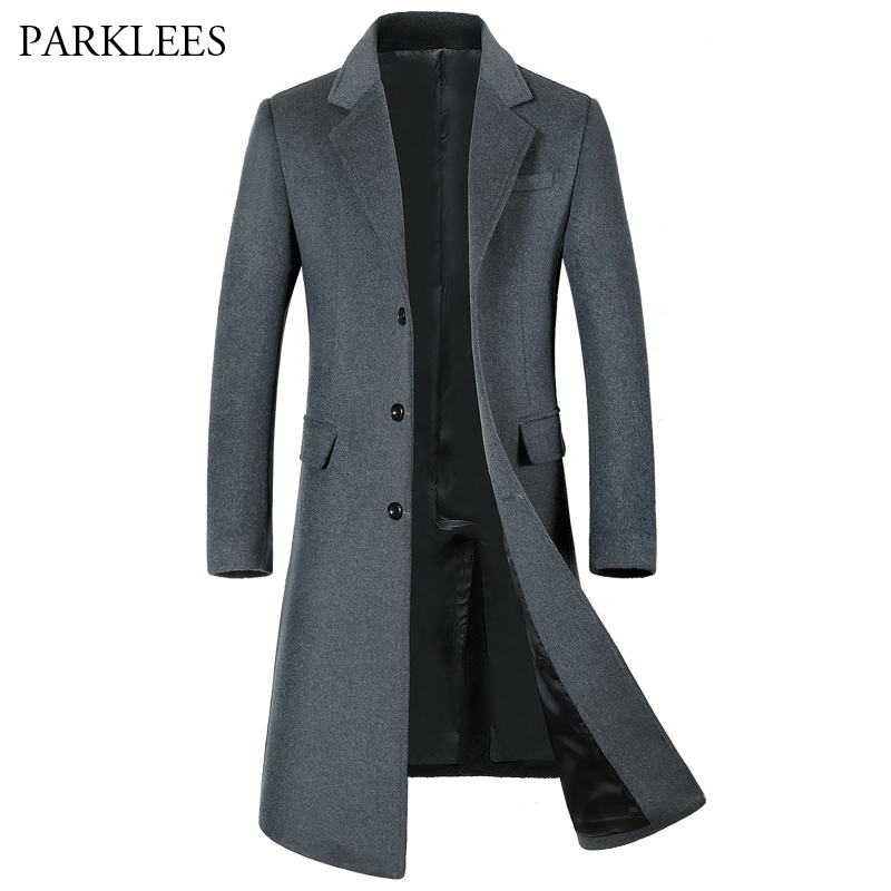 Wholesale- Extra Long Wool Trench Coat Men 2017 Winter Jacket Men Slim Fit Men&#039;s Trench Coats Single Breasted Male Windbreaker Overcoat 3XL от DHgate WW
