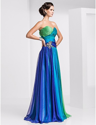Real Image Colorful Chiffon Prom Dress Crystal Beaded Cross Ruffles Sweetheart A Line Floor Length Long Prom Dresses Under $50 Lace Up Back
