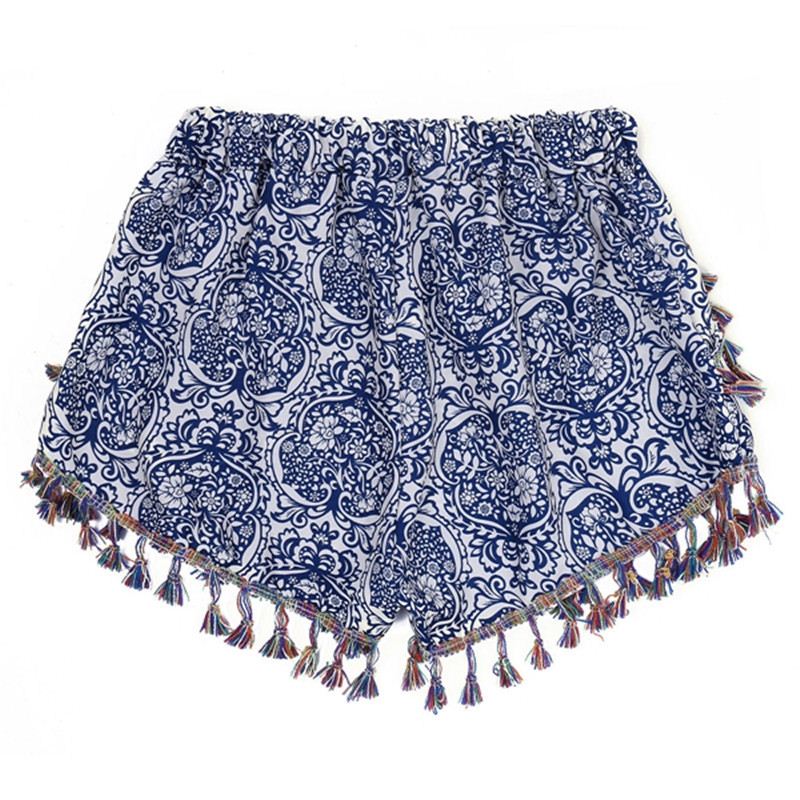 2015 New Fashion Women Summer Shorts Tassel Floral National Wind Folk Printed Casual Bohemia Shorts Feminino Plus Size XL FG1511