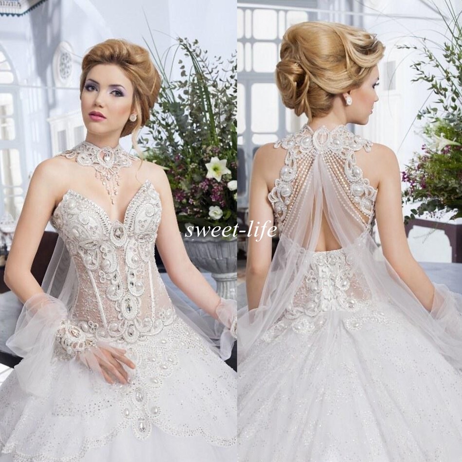 Salon Mona 2019 Vintage Ball Gown Bride Dresses See Through Pearls Beading Lace Backless Sweetheart Beading Collar Bridal Wedding Gowns, White
Salon Mona 2019 Vintage Ball Gown Bride Dresses See Through Pearls Beading Lace Backless Sweetheart Beading Collar Bridal Wedding Gowns, White