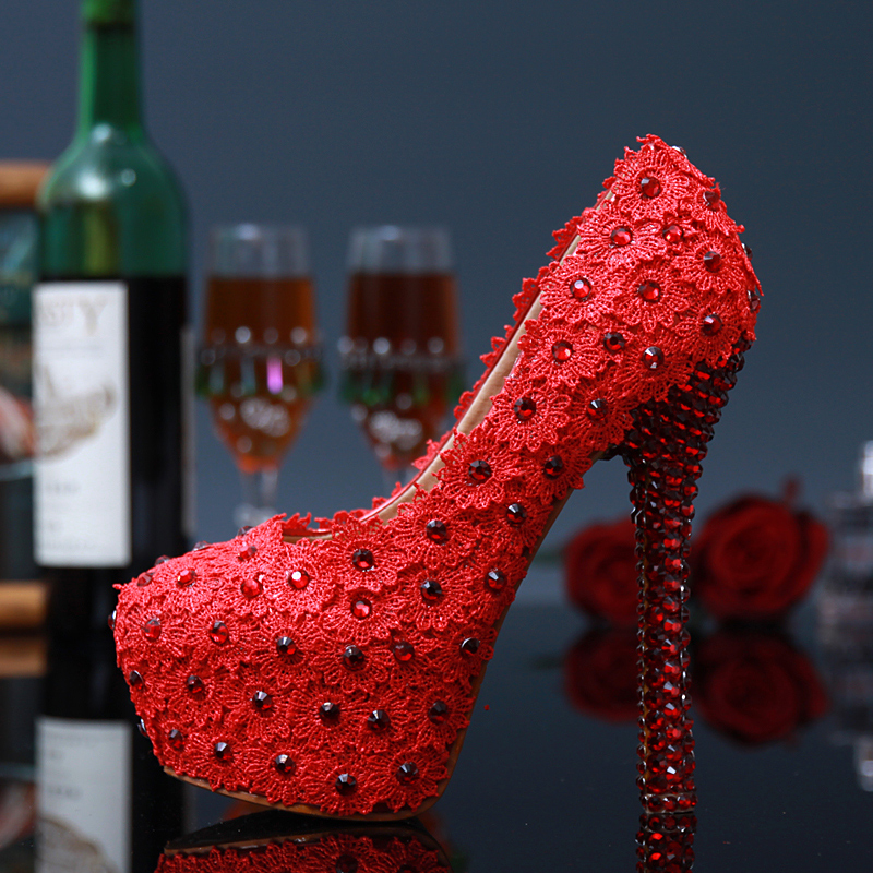 Sweet Pink and Red Lace Flower Bridal Wedding Dress Shoes Rhinestone High Heels Ladies Summer Shoes Pluse Size 34-43 Bridesmaid Shoes
Sweet Pink and Red Lace Flower Bridal Wedding Dress Shoes Rhinestone High Heels Ladies Summer Shoes Pluse Size 34-43 Bridesmaid Shoes