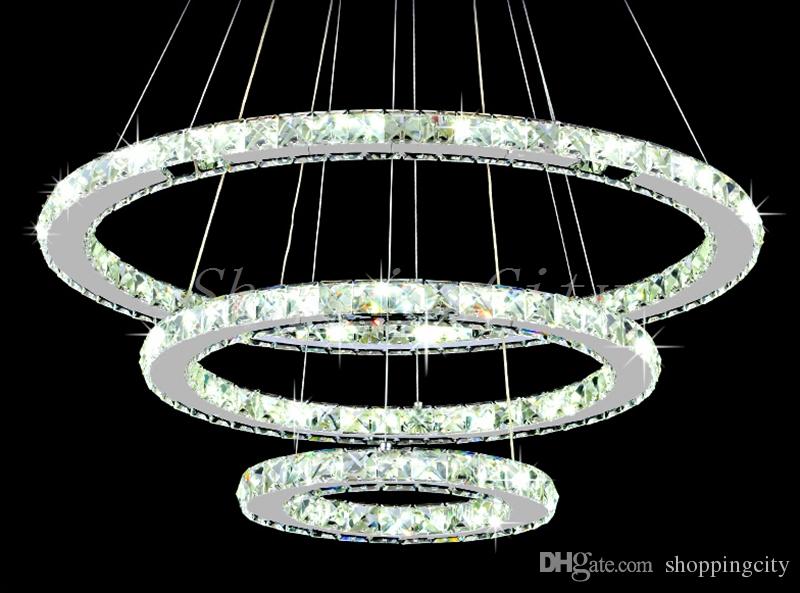 Modern LED Crystal Chandelier Ring Diamond K9 Pendant lamps lighting For Beach House Bedroom Lights Dining Room Lght