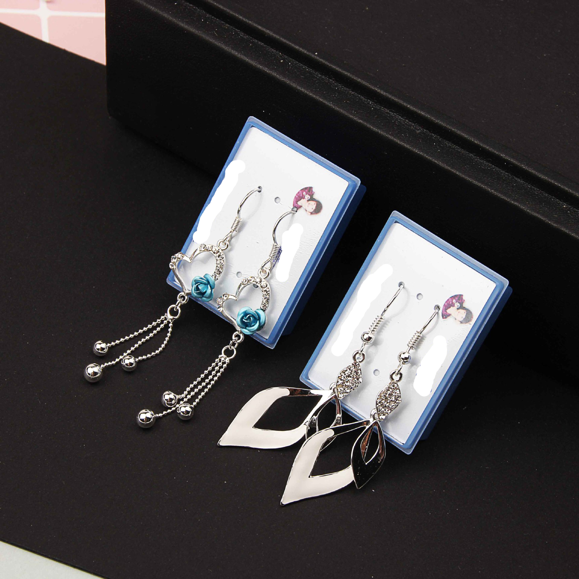 Anti allergy crystal Tassels Earrings Flower Butterfly Peacock love heart Hanging long Earrings box packed mixed 20 style 20Pairs/lot