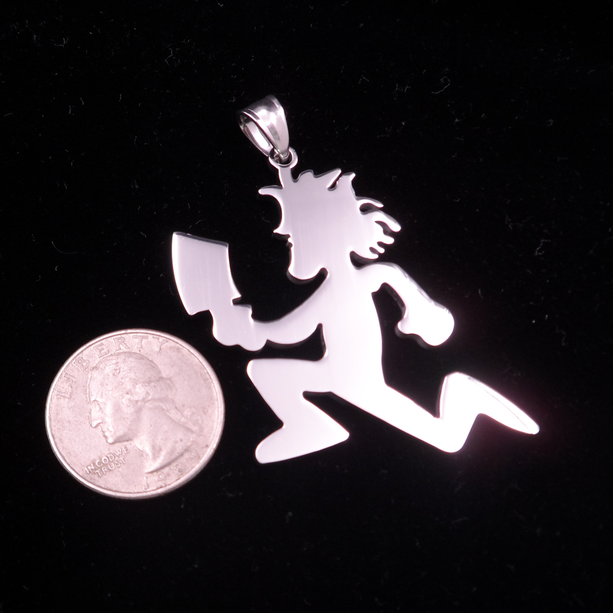 Free Shipping Punk Hip hop Silver Hatchetman "Joker Card" high Polished Stainless Steel pendant w/30 inch ball chain necklace for Mens