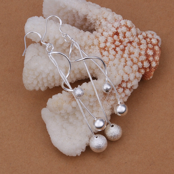 Brand new sterling silver plateTwo-wire light sand soo earri DFMSE276,women's 925 silver Dangle Chandelier earrings 10 pairs a lot factory