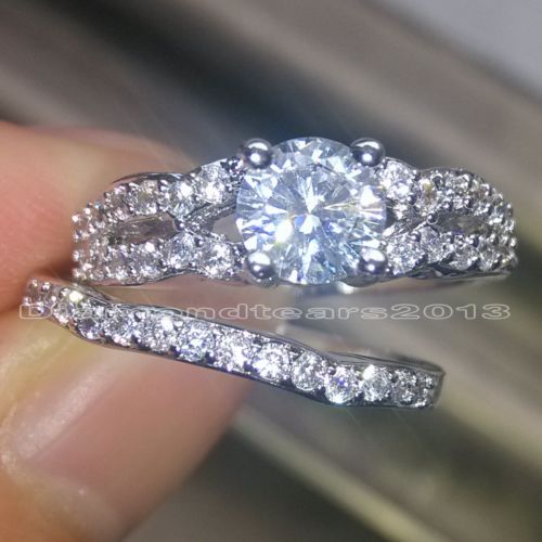 Luxury Size 6/7/8/9/10 High quality jewelry 10kt white gold filled simulated Diamond white topaz Wedding women Ring set mother's day gift