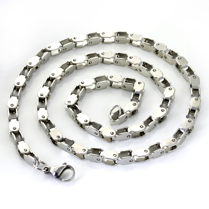 Fashion Style 316L Stainless Steel Jewlery Set 5mm wide Motorcycle Biker Chain Link necklace & bracelet for Women Men Jewelry Gifts Silver