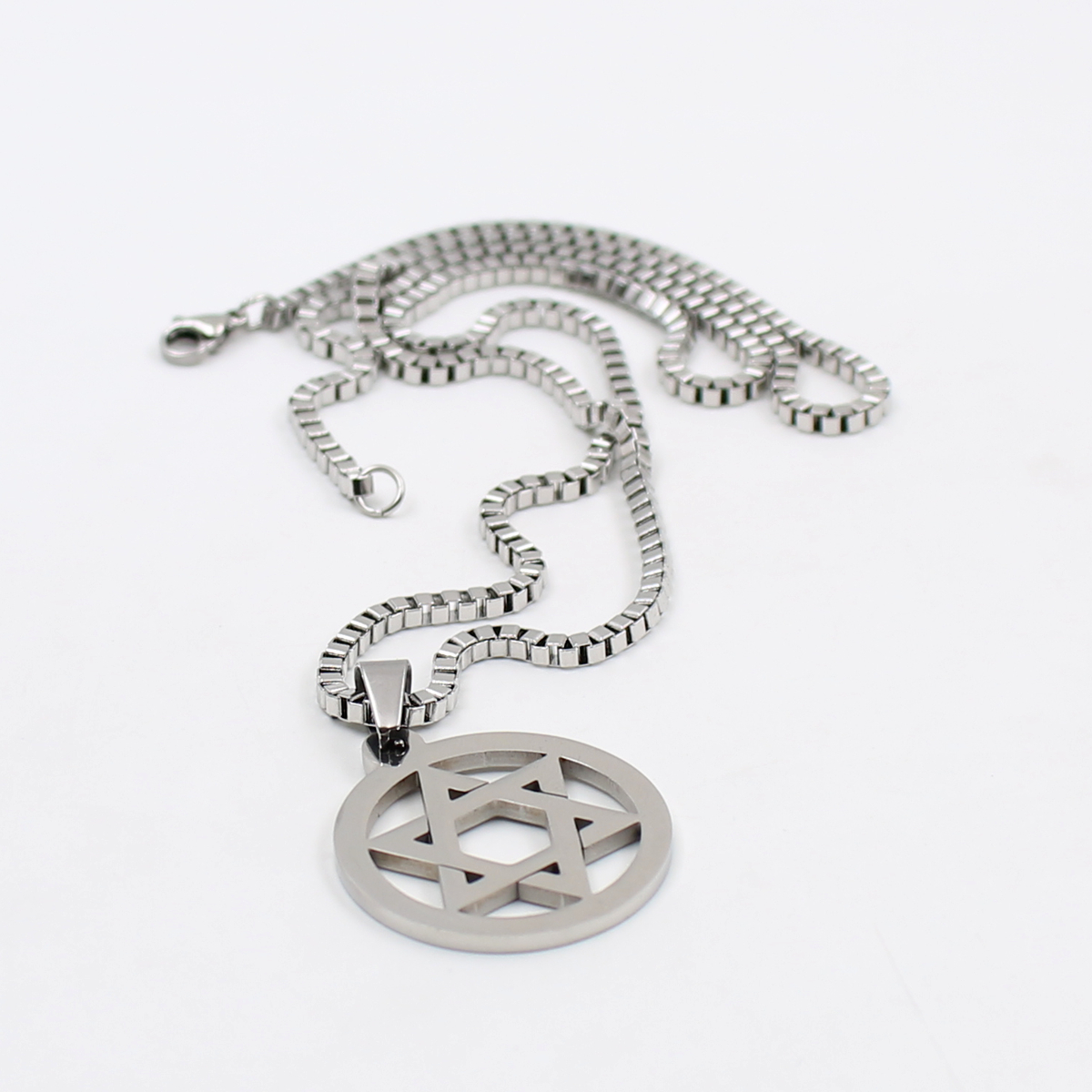 Silver gold black choose Men's ICP 316L Stainless Steel star of David design Pendant Fashion necklace 2.4mm 24 inch box chain