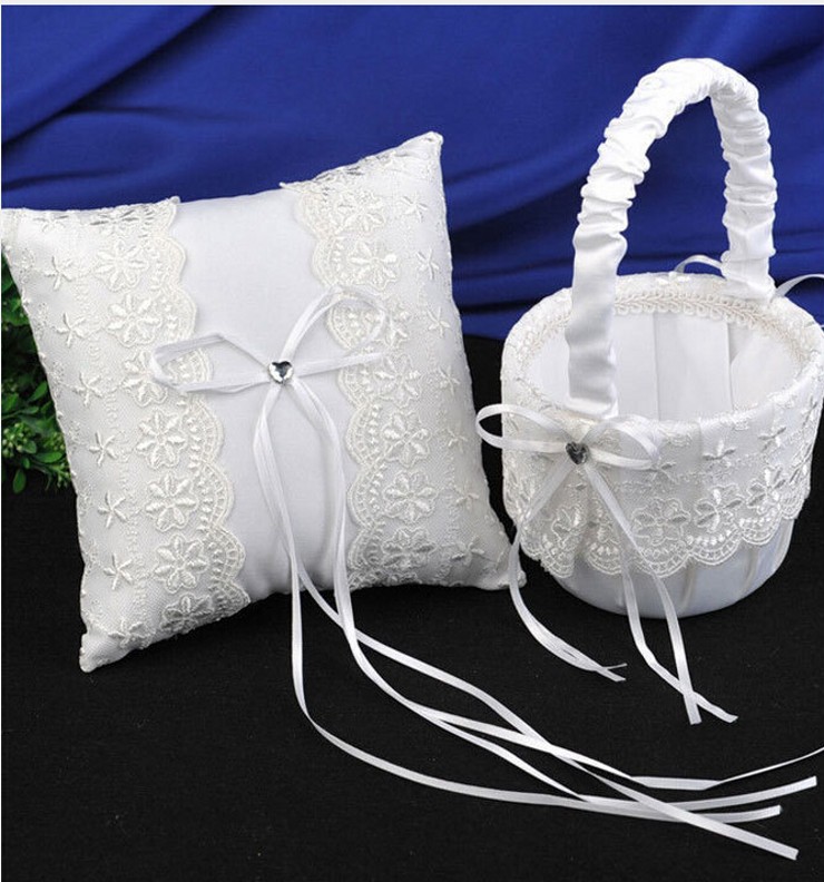 Wedding Rose Flower Girls Baskets Wed Child Favors Formal Girl Basket Round Lace Flower Basket Wedding Accessory Rose Flower Baskets
