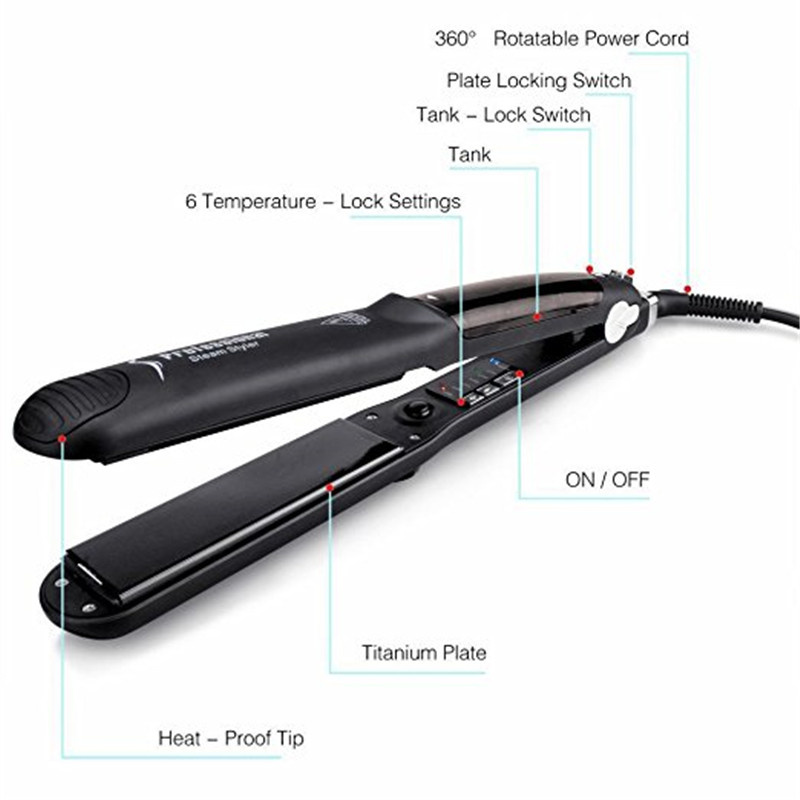 Steam Function Flat Iron Tourmaline Ceramic Vapor Professional Steam Hair Straightener with Oil Infusion Straightening Irons