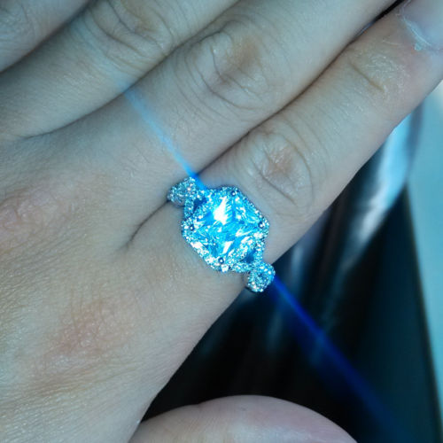 Retro Size 5-10 Jewelry 925 silver filld Topaz Princess cut Cross wedding Ring gift