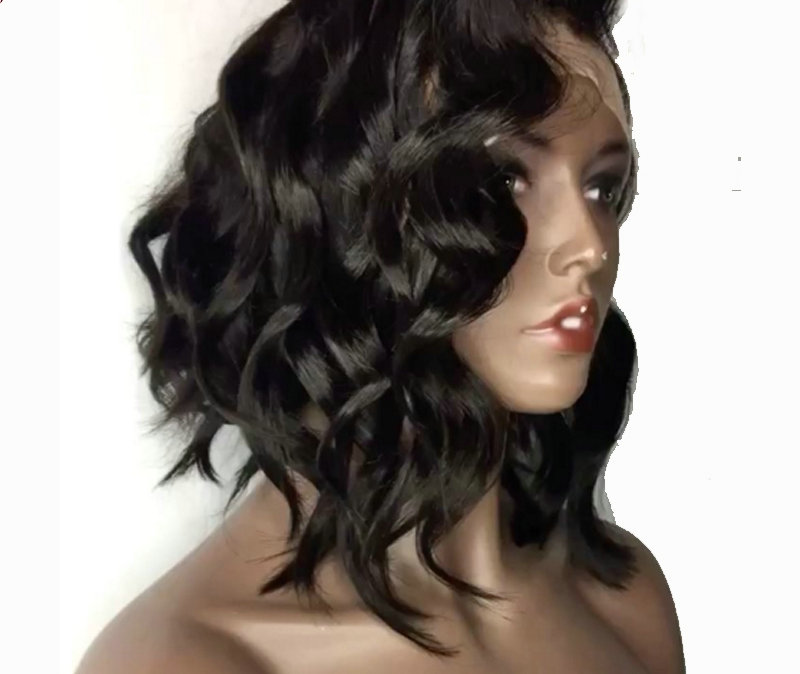 Transparent hd short bob wigs brazilian curly wave Lace Front human hair wig for black women 130% Density Pre Plucked natural hairline