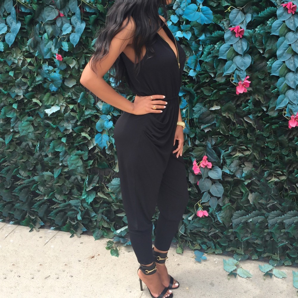 Wholesale- Sexy V Neck Women Clubwear Playsuit Bodycon Party Jumpsuit&Romper Trousers Ladies Romper