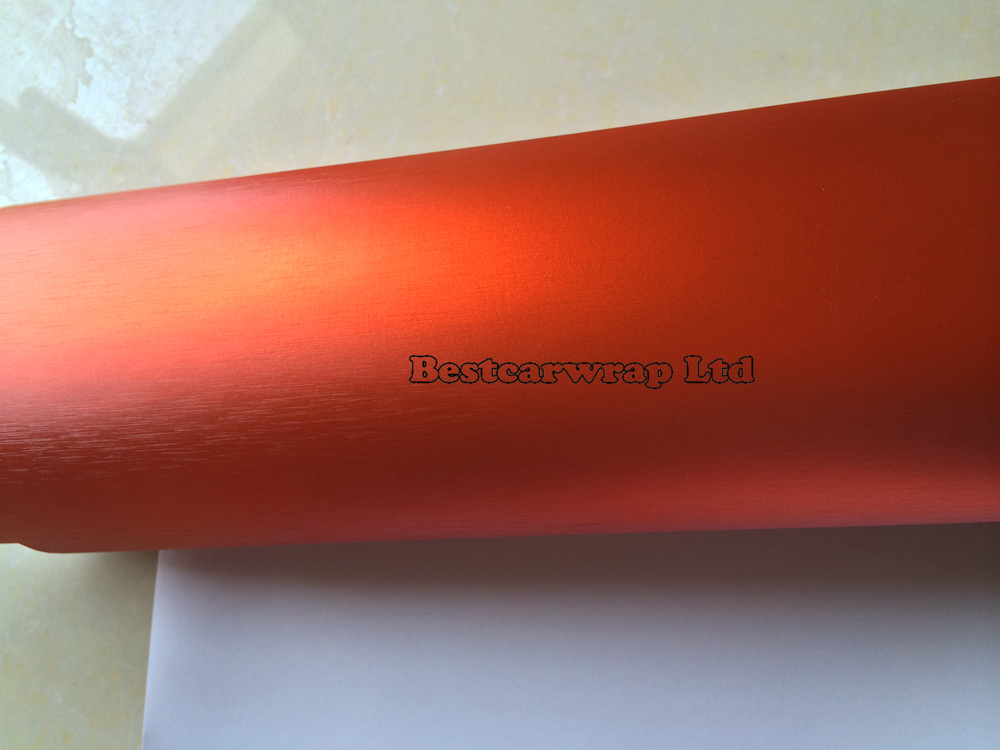 Premium Orange Brushed Chrome Aluminium Vinyl Car Wrapping Vinyl Air Release Chrome brushed steel wrap film Car stickers Size 1.52x20m/Roll