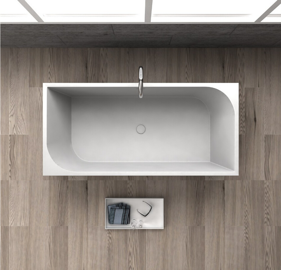 1700x750x580mm Cube Design Solid Surface Stone Bathtub Seamless Structure Freestanding Pure Acrylic TUB 65110
