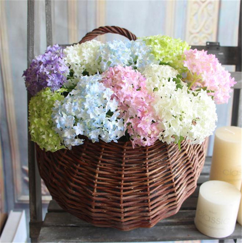 Silk Mini Single Stem Hydrangea 33cm/12.99&quot; Length Artificial Flowers Hexagon Hydrangeas for DIY Bridal Bouquet Accessories 5 Colors от DHgate WW