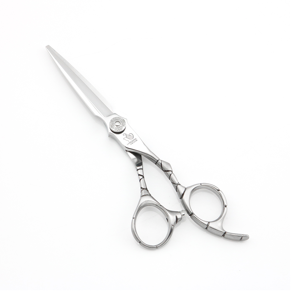 Professional hair scissors 6 INCH Lyrebird HIGH CLASS barber scissors Curved line Handle Engraved Flower Screw Matte silvery handle NEW S2563