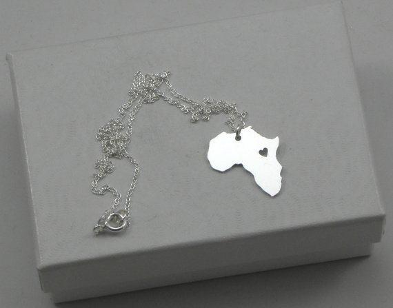 10PCS African Map Necklace Country of South Africa Map Necklace Adoption Necklace Ethiopia Ciondolo Africa Heart Necklaces