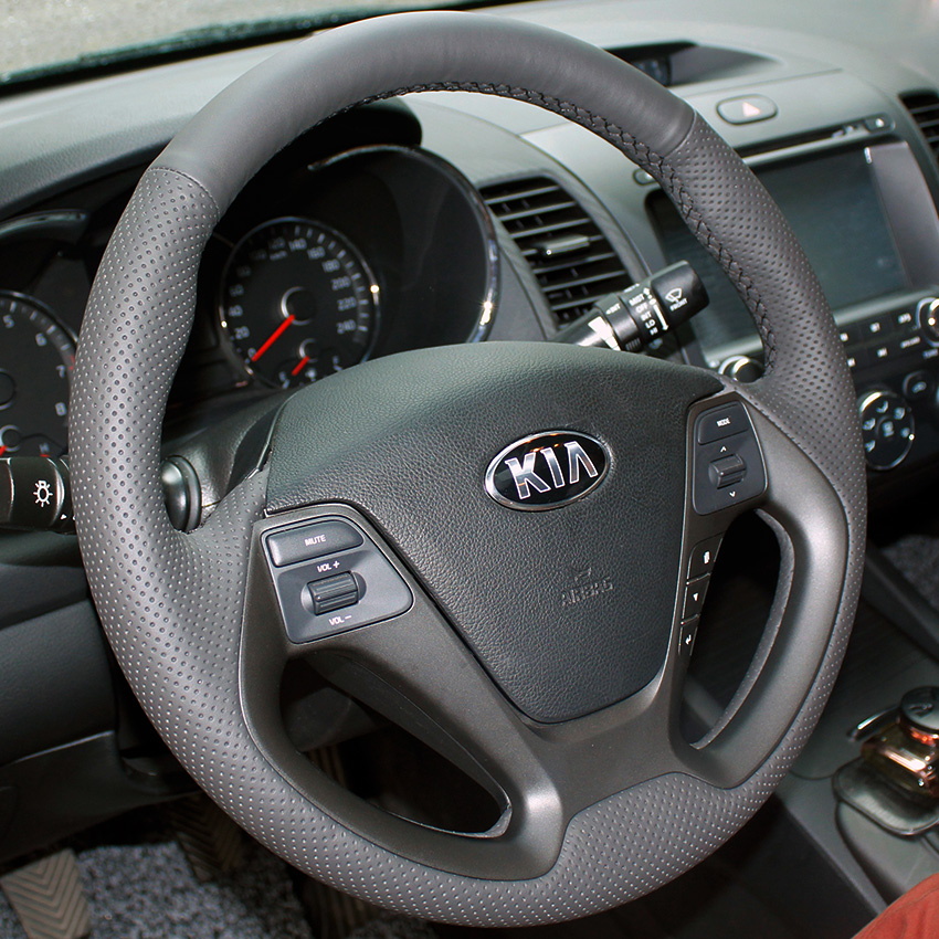 Case for KIA K3 Steering wheel cover Genuine leather DIY Hand-stitch Car styling Interior decoration Car leather accessories covers