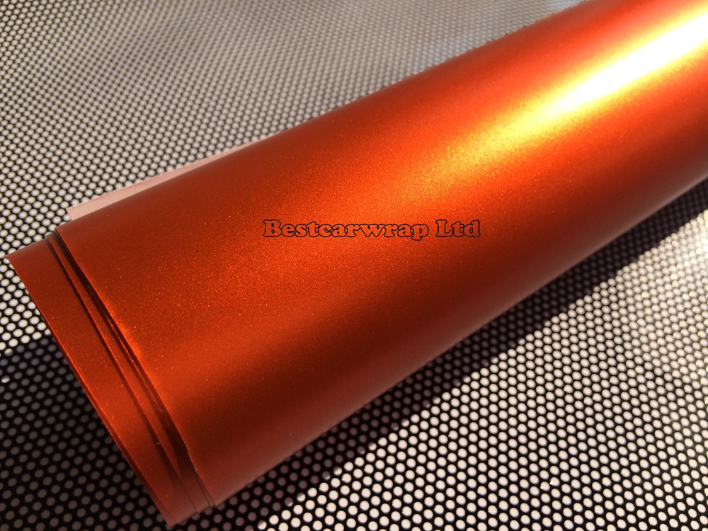 Satin Chrome Matte orange Vinyl Wrap Car Wrap With Air Release whole car wrapping covering foil 1.52x20m/Roll / 4.9ft*66ft