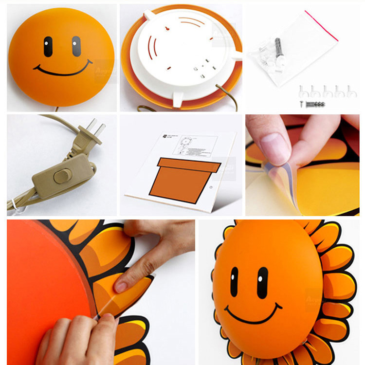 Modern 3D Cartoon Kid's Bedroom Wall Light Original Design Sticker Wall Lamp Bedsides Cute Corridor Study Room Wall Sconce