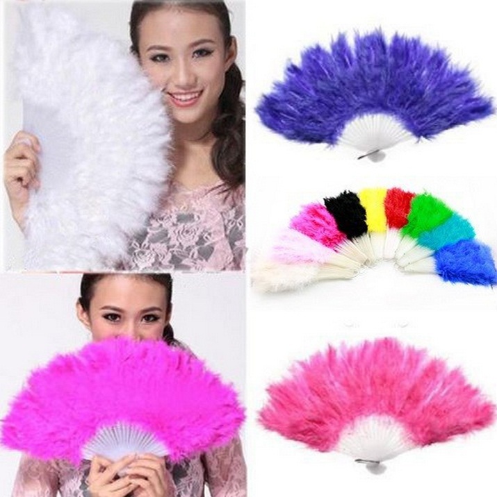 Beautiful feather fan dance props Wedding Party Hand Fancy Dress Costume Event Party Supplies 8pcs wholesale