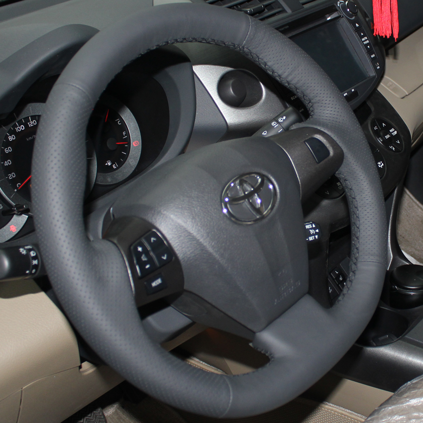 Steering wheel cover Case for Toyota COROLLA 2011 RAV4 2012 Genuine leather DIY Hand-stitch Car styling Interior decoration