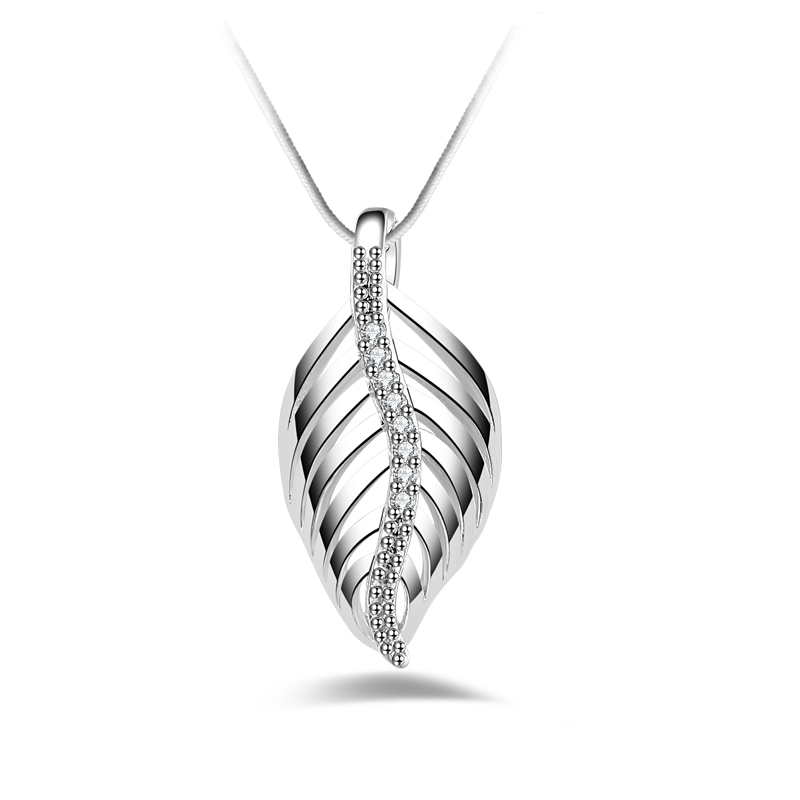 Free shipping fashion high quality 925 silver Female leaves with diamond jewelry 925 silver necklace Valentine's Day holiday gifts hot 1628