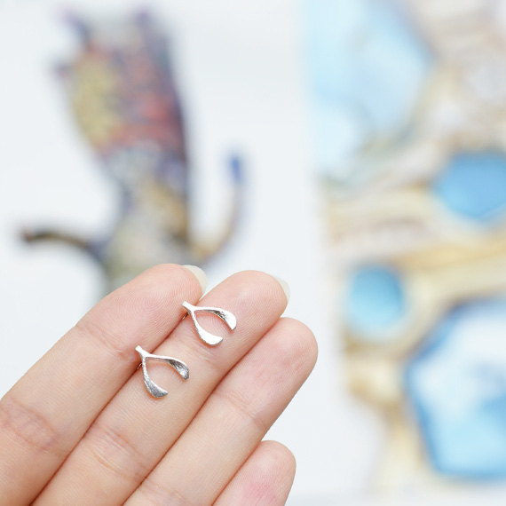 10Pair- S009 Gold Silver Cute Wishbone Stud Earring Lucky bone Stud Earring Tiny Wish Bone Stud Earrings for Women Girls Jewelry