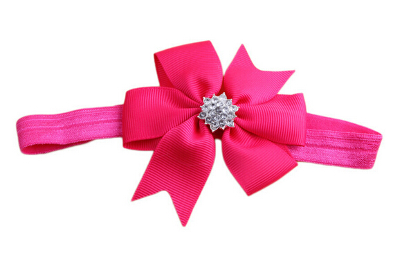 Baby Bow Rhinestone Headband Hair Bowknot Headbands Infant Hair Accessories Headdress flower 20pcs/lot
