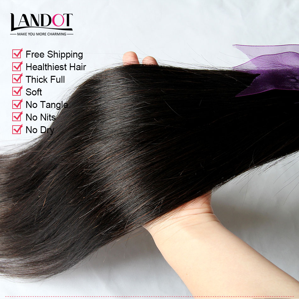 Peruvian Straight Virgin Human Hair Weaves With Closure 4pcs/Lot Unprocessed Peruvian Hair Weave Bundles With Lace Closures Free/Middle Part