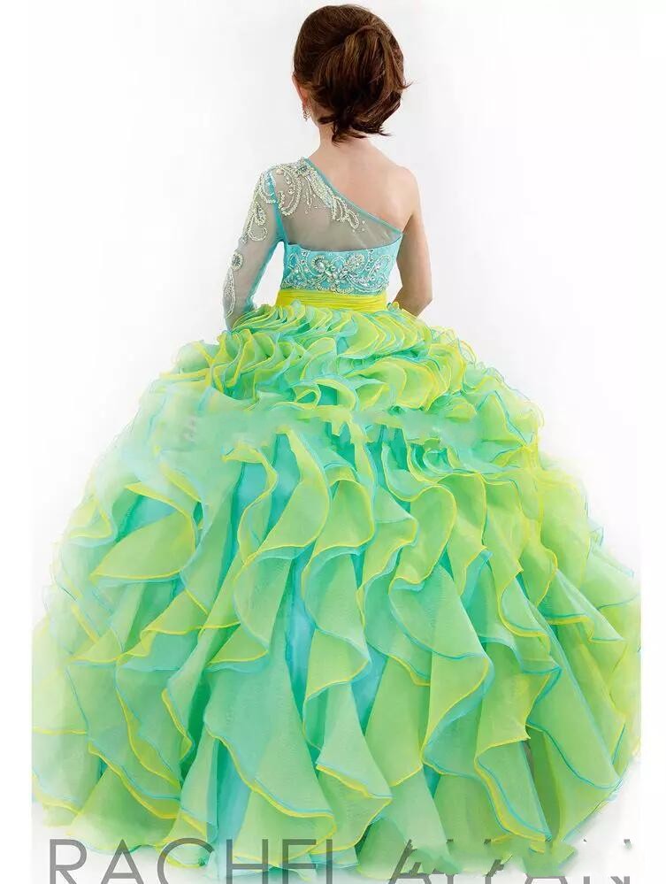 chic tired skirt style formal wear for children sparkling one shoulder ball gown for flower girls