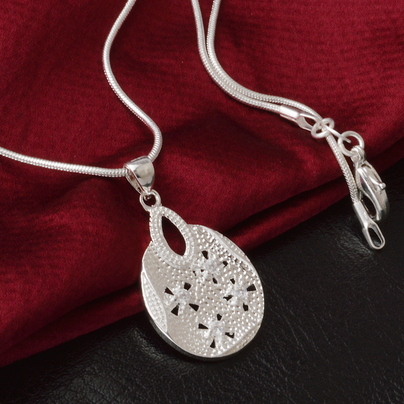 Free shipping fashion high quality 925 silver wave With diamond jewelry 925 silver necklace Valentine's Day holiday gifts hot 1643