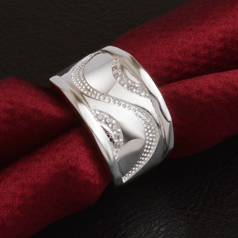 Free Shipping New 925 Sterling Silver fashion jewelry Trend Men Czech drill ring hot sell girl gift 1484