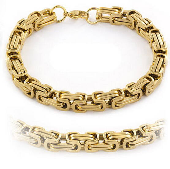 Jewlery Set 8.5mm wide Square byzantine chain necklace & bracelet 316L Stainless Steel for Husband / Father jewelry set