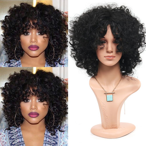 Bob curly human hair wigs with bangs short brazilian bouncy full lace virgin remy wig for black women laces front cheaper on sale diva1