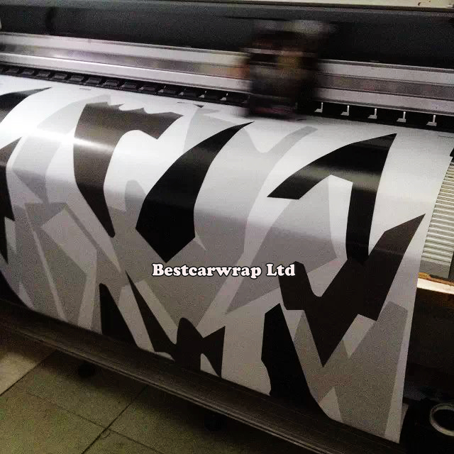Black white Grey Arctic Camouflage / Camo Vinyl For Car Wrap Pixel Camo Sticker Film with air release Vehicle graphic Size:1.52 x 30m/Roll