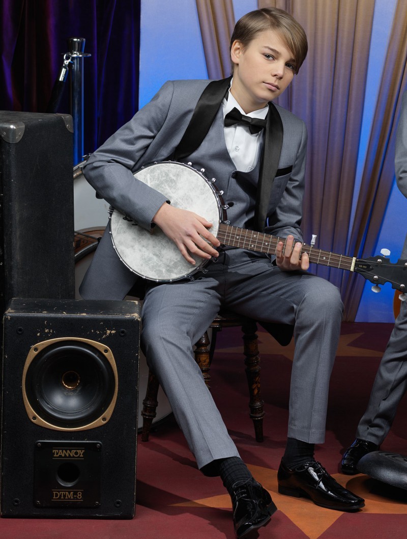 Boys Tuxedo Boys Suits Boys Formal Suits Tuxedo for Kids Tuxedo Formal Occasion Grey Suits For Lillte Men Three Pieces(Jacket+Pant+Vest)