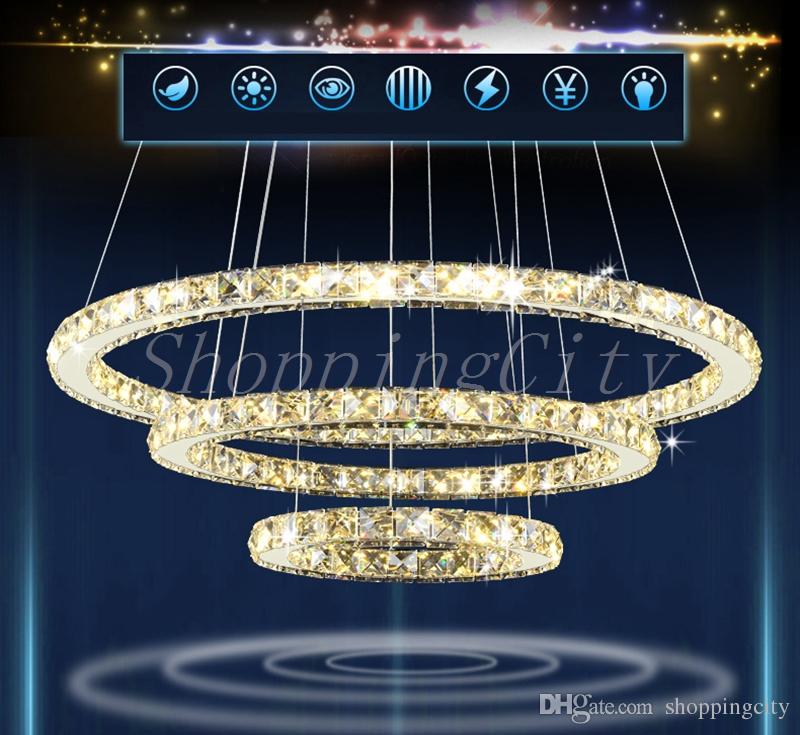 Modern LED Crystal Chandelier Ring Diamond K9 Pendant lamps lighting For Beach House Bedroom Lights Dining Room Lght