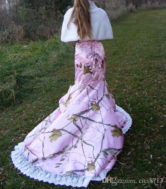 In Stock CAMO Wedding Dress 2017 Court Train Mermaid Wedding Gown Lace-up Back Lace Trim Pink Bride Dress With Pickups 2018 Brides Gown
In Stock CAMO Wedding Dress 2017 Court Train Mermaid Wedding Gown Lace-up Back Lace Trim Pink Bride Dress With Pickups 2018 Brides Gown